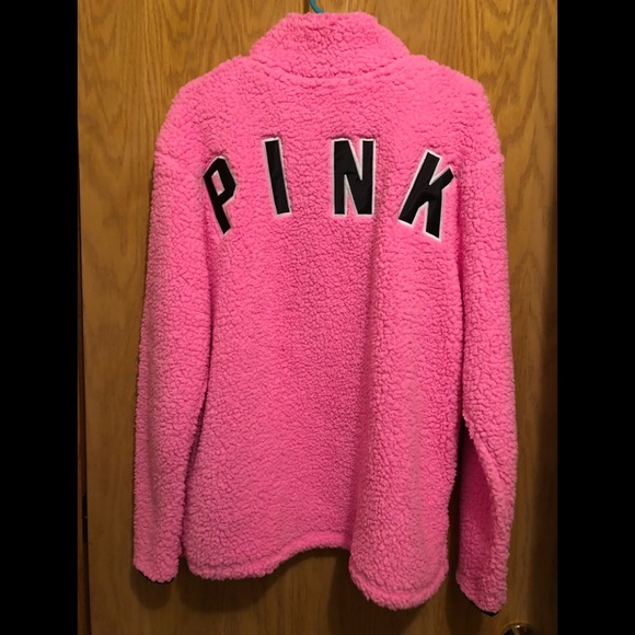 PINK Victoria's Secret Tops - PINK pink Sherpa 3/4 zip size large